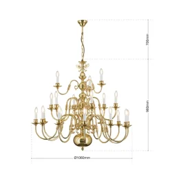 Flamsk Maximilian lysekrone med 21 lys