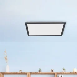 Flat LED-loftlampe, CCT, sort, 45 x 45 cm