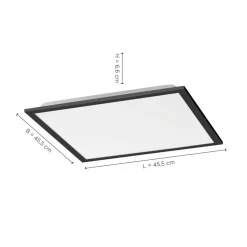 Flat LED-loftlampe, CCT, sort, 45 x 45 cm