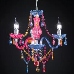 Flerfarvet lysekrone Perdita med akrylpynt