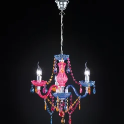 Flerfarvet lysekrone Perdita med akrylpynt