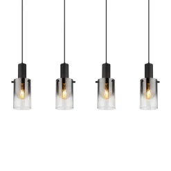 Florentina hængelampe, længde 103 cm, røggrå, glas, 4 lyskilder.