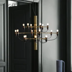 FLOS 2097/18 LED-lysekrone, matteret, messing