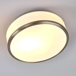 Flush loftlampe IP44, Ø 28 cm, satineret sølv