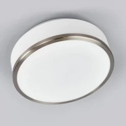 Flush loftlampe IP44, Ø 28 cm, satineret sølv