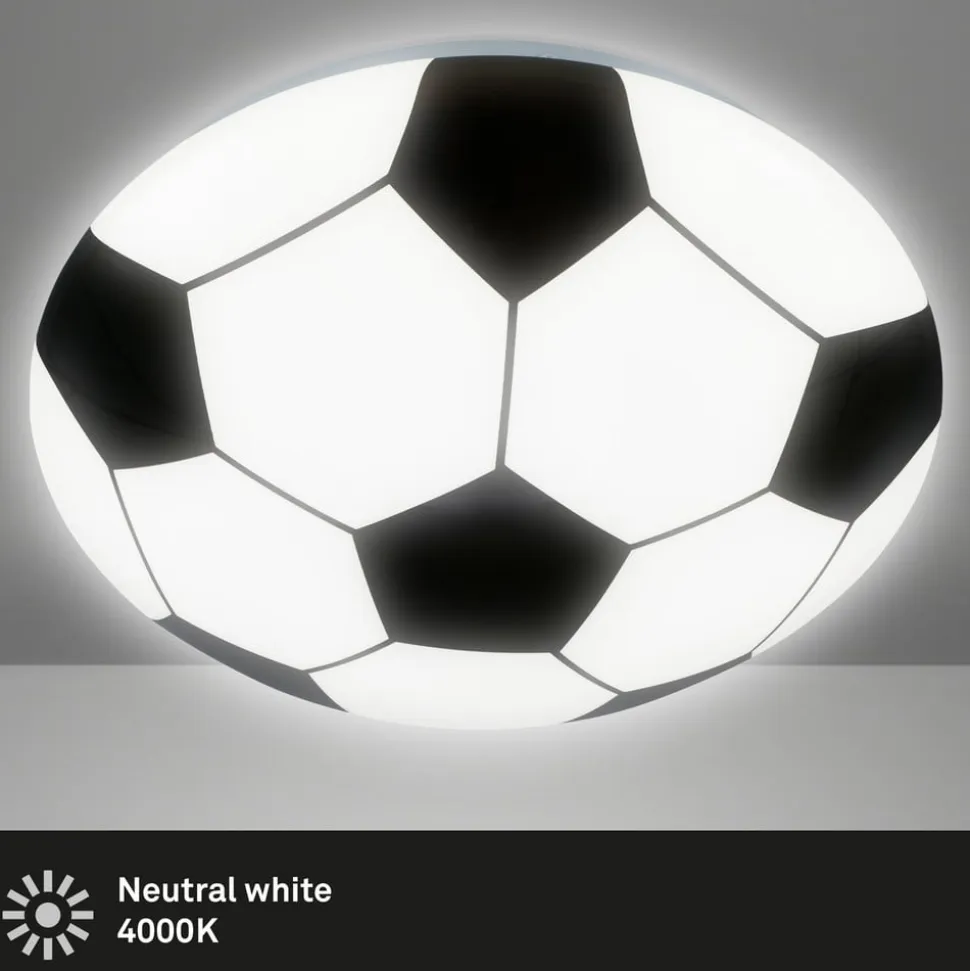 Fodbold LED-loftlampe, sort-hvid, Ø 27,5cm