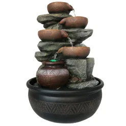 Fontana LED-indendørs springvand, grå/brun, krus