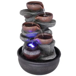 Fontana LED-indendørs springvand, grå/brun, krus