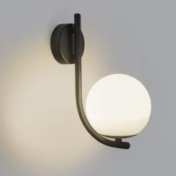 Forlight væglampe Sfera Single, sort, glas, bredde 12 cm