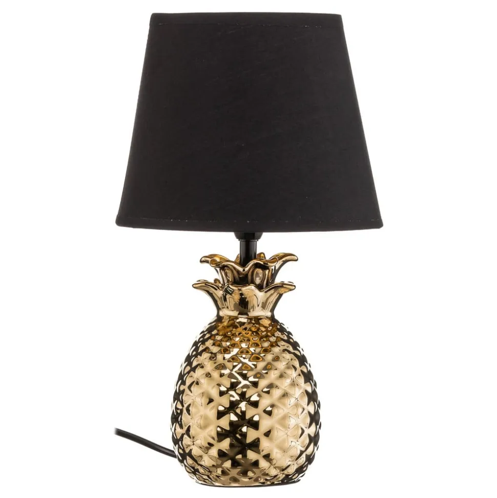 Fornem keramisk bordlampe Pineapple i guld-sort