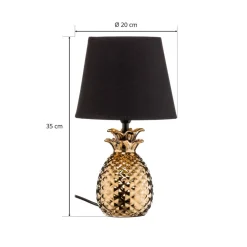 Fornem keramisk bordlampe Pineapple i guld-sort