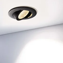 Forsænket loftlampe Dione, IP44, 3.000 K, sort, dæmpbar