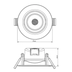 Forsænket loftlampe SMD-68-230V, 4.000K, Ø8,5cm, sort