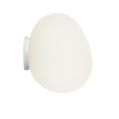 Foscarini Gregg piccola væglampe, hvid, IP44, glas