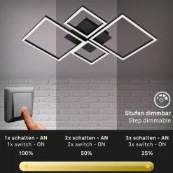 Frame LED-loftlampe, step dim, 4 lyskilder, sort