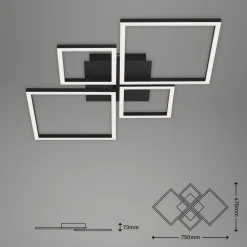 Frame LED-loftlampe, step dim, 4 lyskilder, sort