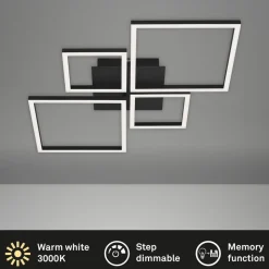 Frame LED-loftlampe, step dim, 4 lyskilder, sort