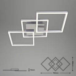 Frame LED-loftlampe, step-dim, krom-alu 76x37cm