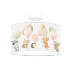 Freddy hængelampe, Ø 35 cm, farverig, dyr, stof, E27