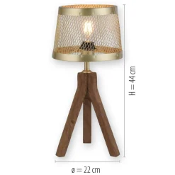 Frederik bordlampe i træ, trefod