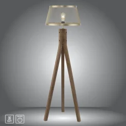Frederik gulvlampe i træ, trefod