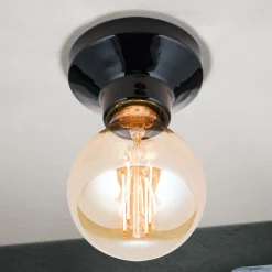 Frost loftlampe af keramik, sort