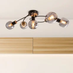 Fumoso loftlampe, 5 lyskilder, sort