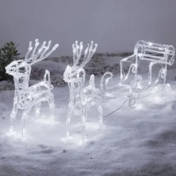 Funklende LED udendørs dekoration rensdyr med slæde