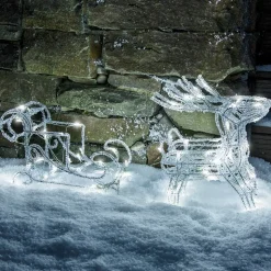 Funklende LED udendørs dekoration rensdyr med slæde