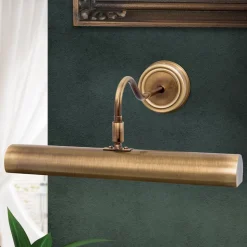 Gallerilampe Lariga, antik messing, 35 cm