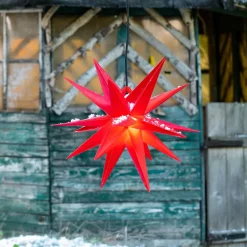 Ganesha stjerne til udendørs brug, rød, 18 takker