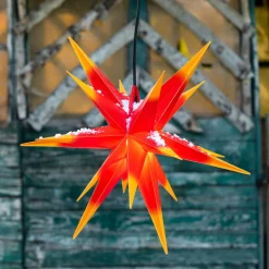 Ganesha stjerne, udendørs, gul-rød med 18 spidser