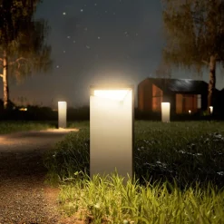 Genopladelig LED-solcellelampe Nusolar antracit, højde 34 cm