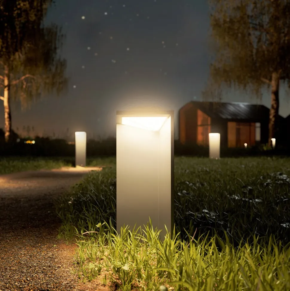 Genopladelig LED-solcellelampe Nusolar antracit, højde 34 cm