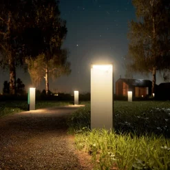 Genopladelig LED-solcellelampe Nusolar antracit, højde 50 cm