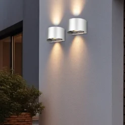 Genopladelig LED-væglampe til udendørs brug Talent, titanfarvet, bredde 16