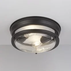 Glasgow loftslampe med glasskærm, IP44 sort