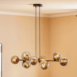 Glassy hængelampe, 8 lyskilder, sort, grafit, glas, E14