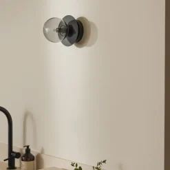 Globen Lighting væglampe ART DECO, sort/grå Ø 16 cm IP44