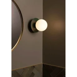 Globen Lighting væglampe ART DECO, grøn/hvid, Ø 16 cm, IP44