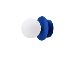 Globen Lighting væglampe ART DECO, blå/hvid, Ø 16 cm, IP44