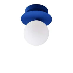 Globen Lighting væglampe ART DECO, blå/hvid, Ø 16 cm, IP44