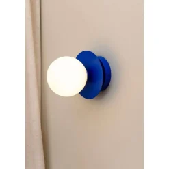 Globen Lighting væglampe ART DECO, blå/hvid, Ø 16 cm, IP44