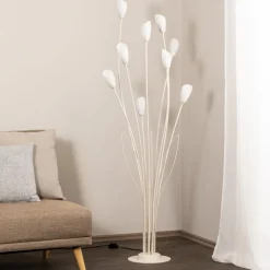 Gloriosa gulvlampe, creme, glas, 9 lyskilder