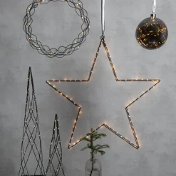 Glow LED-dekokugle af glas, Ø 15 cm, røggrå