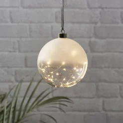 Glow LED-dekokugle, frostet/klar, Ø 15 cm