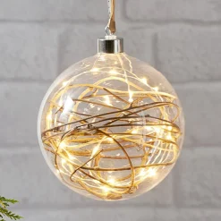 Glow LED-dekokugle, klar, rattan, Ø 15 cm