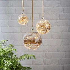 Glow LED-dekokugle, klar, rattan, Ø 15 cm