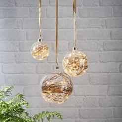 Glow LED-dekokugle, klar, rattan, Ø 20 cm