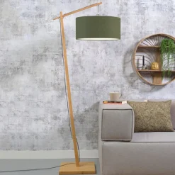 GOOD & MOJO Andes gulvlampe, grøn/natur